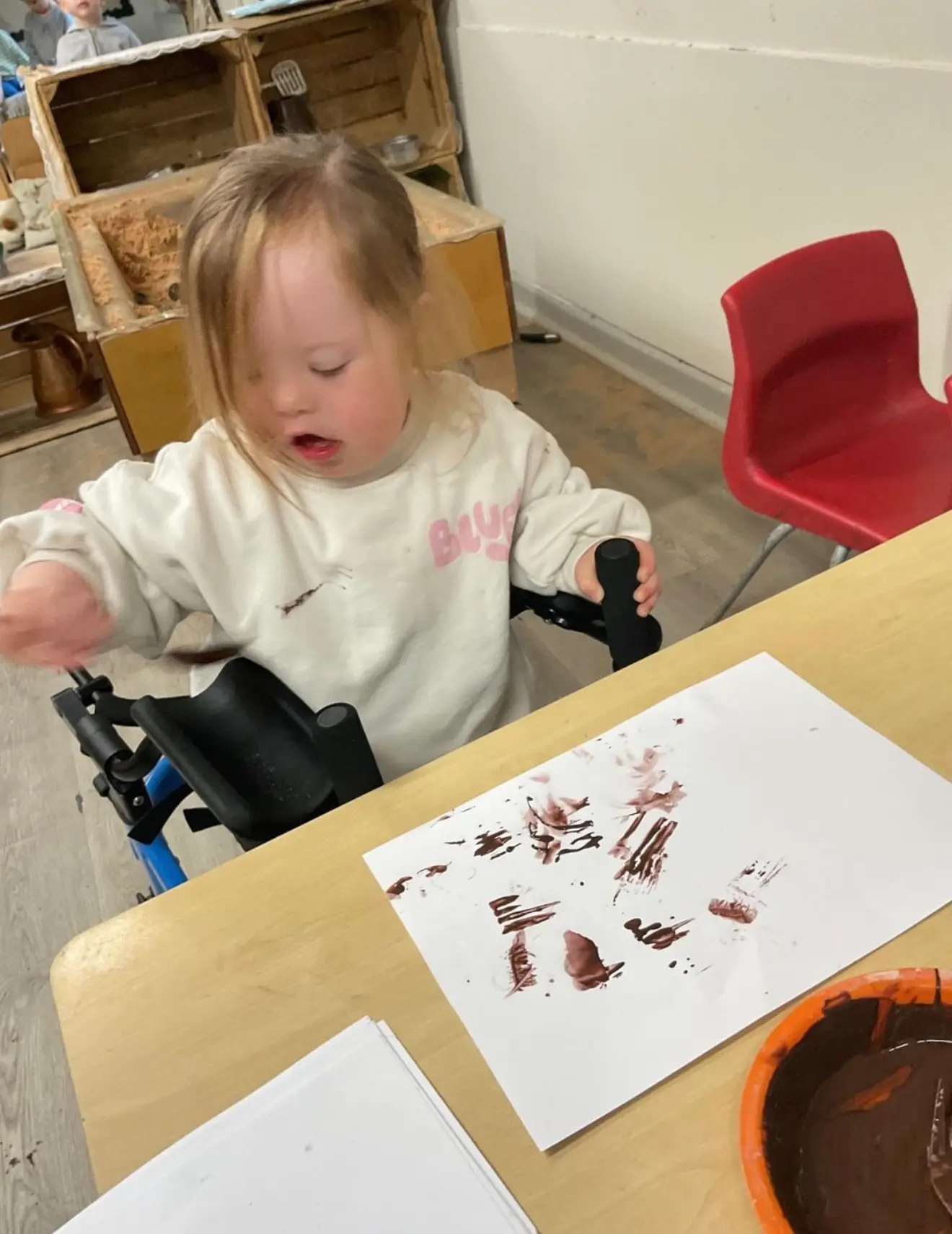 Maisy smiling on her first day at preschool – Down syndrome preschool milestone